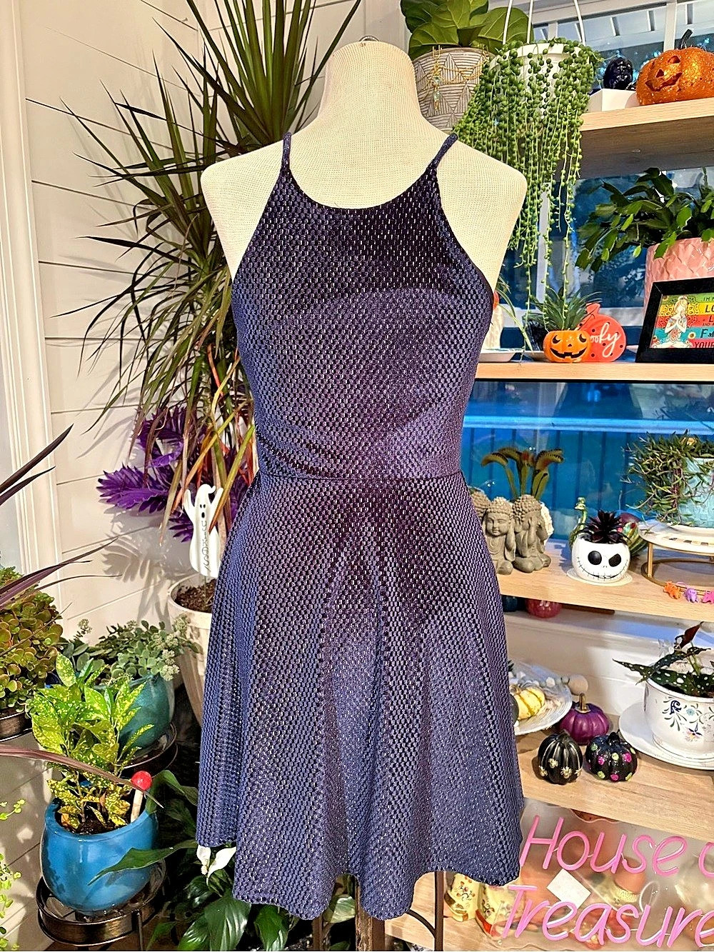 Rosie Harlow Metallic Knit Mini Dress Size Medium Like New